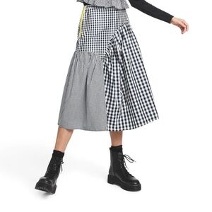 Sandy Liang x Target Gingham Midi A-Line Skirt (Black)